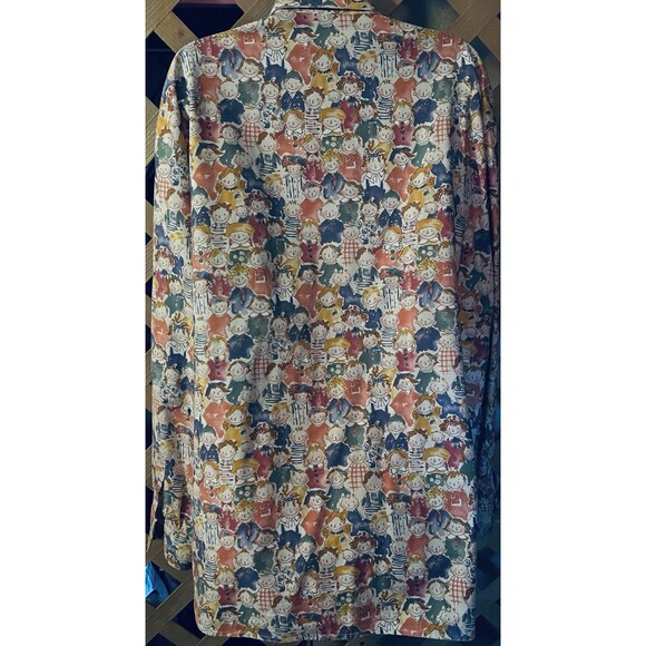 Red headed Ginger Kids Print Cute Whimsical Button up Cotton Tunic Women's L - Picture 9 of 10